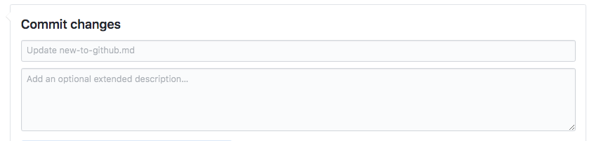 a screenshot of the commit input box and the description below with place holder text