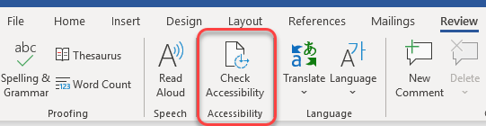 screenshot of the part of the menu where you can find the check accessibility menu